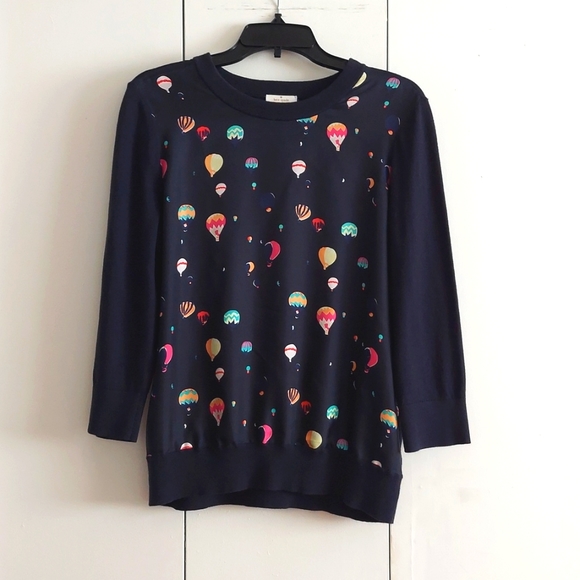 kate spade Sweaters - Kate Spade Head in the Clouds Hot Air Balloon Sweater Size Large Blue Multicolor